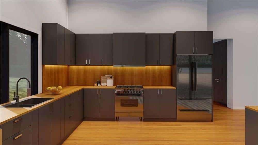 Sleek Modern Kitchen with Striking Under-Cabinet Lighting