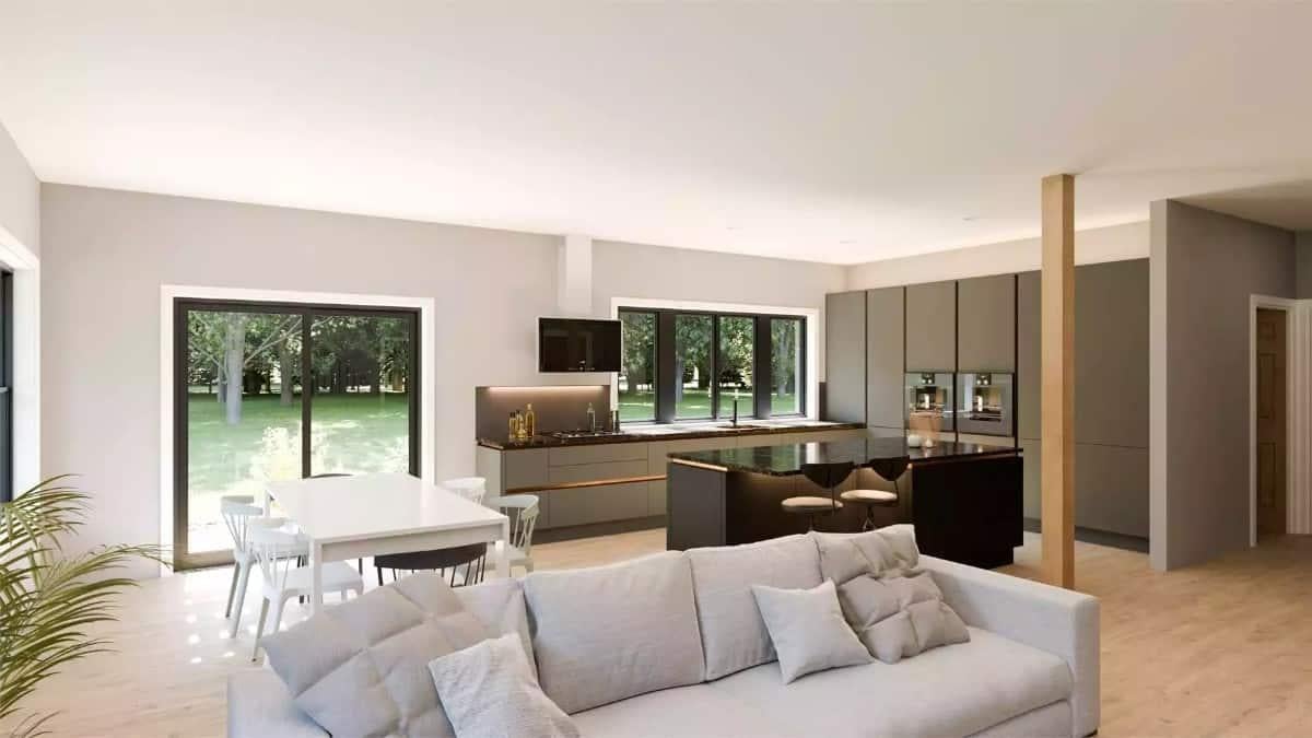 Open-Concept Living Space Featuring a Subtle Wood Column