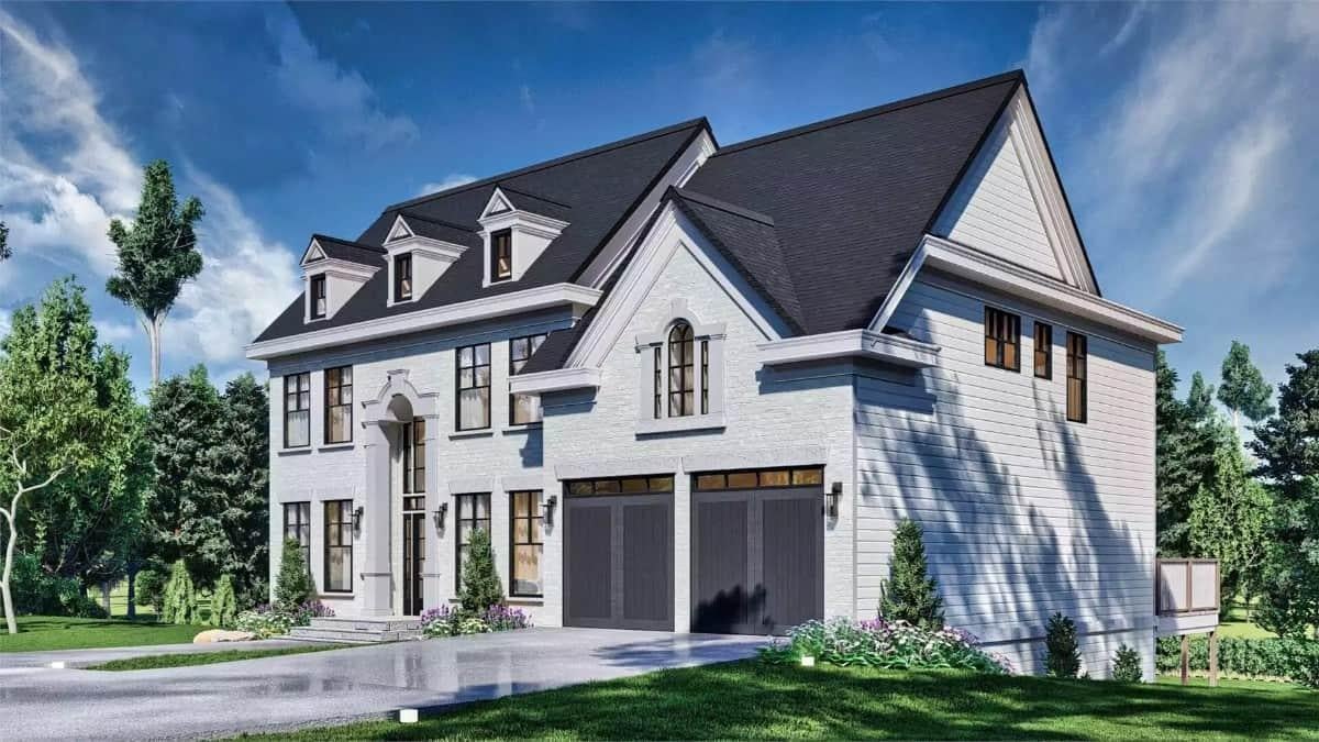 Impressive Colonial Exterior with Dormer Detailing and Bold Black Accents