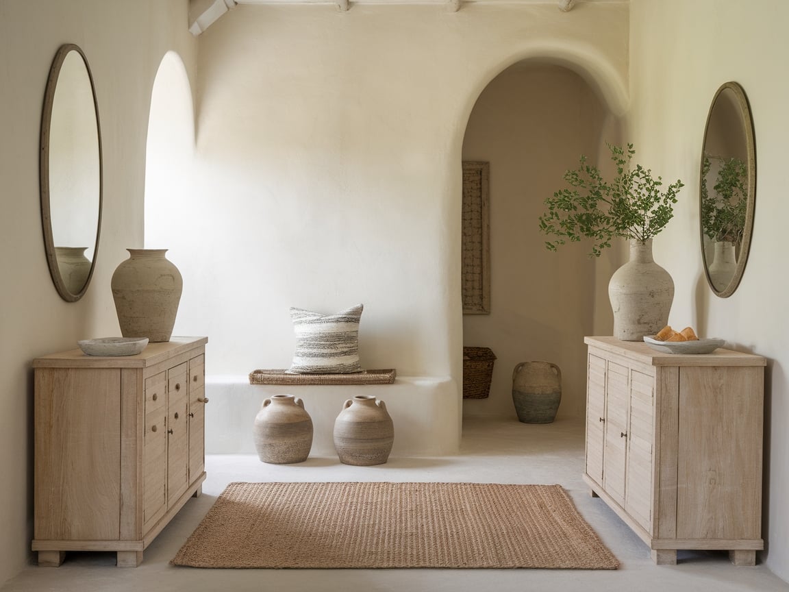 8. Neutral Tones Farmhouse Entryway