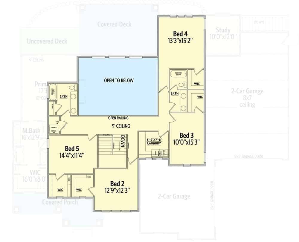 Second Floor Layout Featuring a Spacious Open-to-Below Area