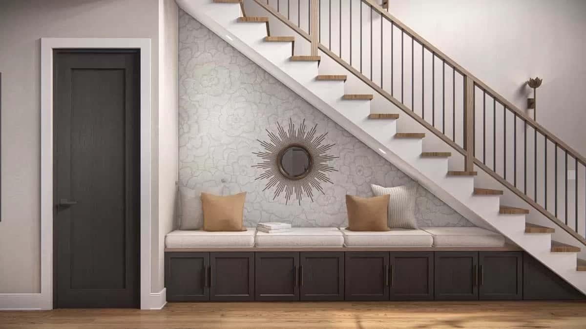 Understated Elegance: Check Out the Storage Bench Built Into This Staircase