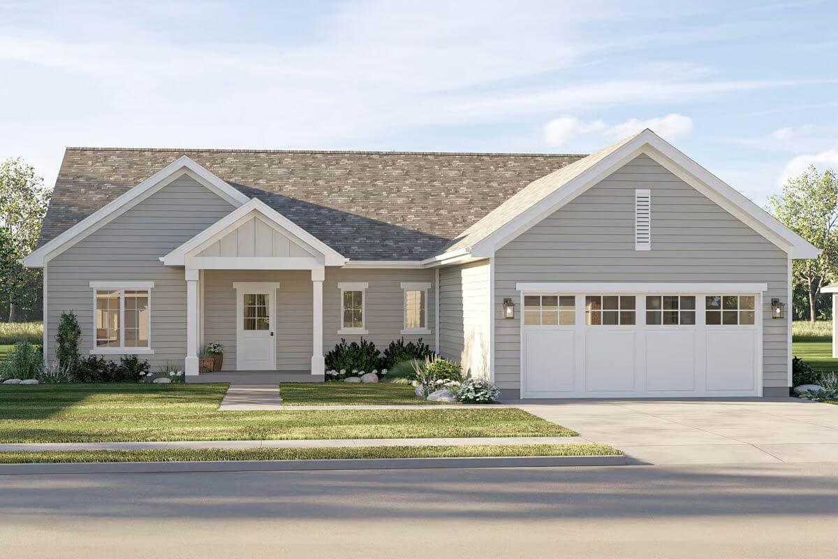 Traditional 3-Bedroom Ranch with Double Garage and Open-Concept Living (Floor Plan)