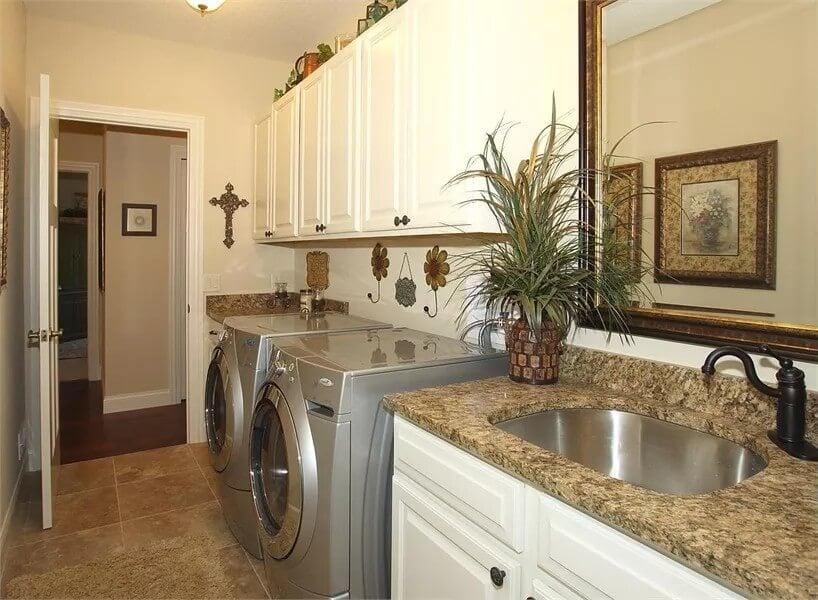 Check Out This Functional Craftsman Laundry Room with Granite Countertops