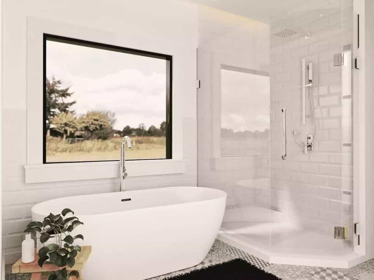A Luxurious Bathroom with a Fabulous Freestanding Tub—Notice the View!
