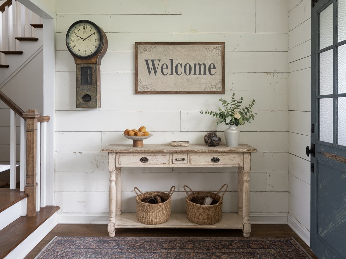 20. Entryway with Distressed Furniture