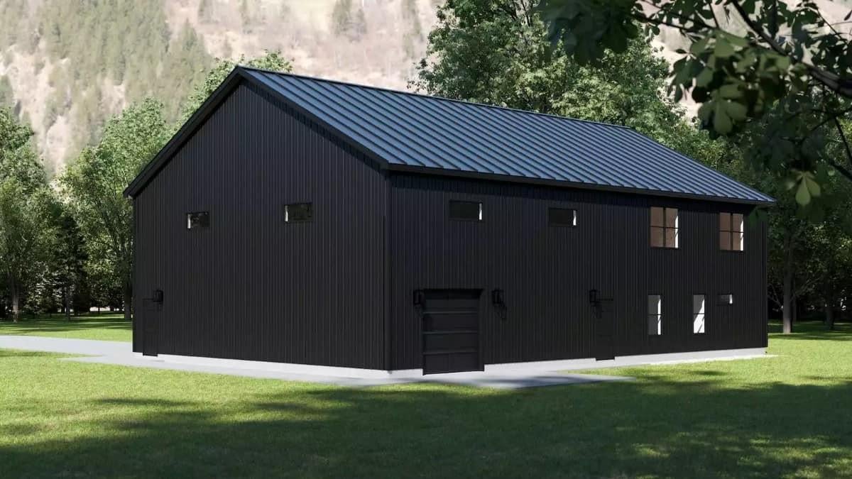 Sleek Black Barnhouse with a Minimalist Metal Roof
