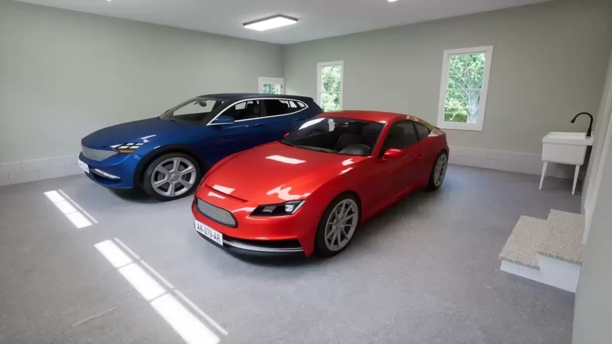 Sleek Garage Setup with Functional Utility Sink