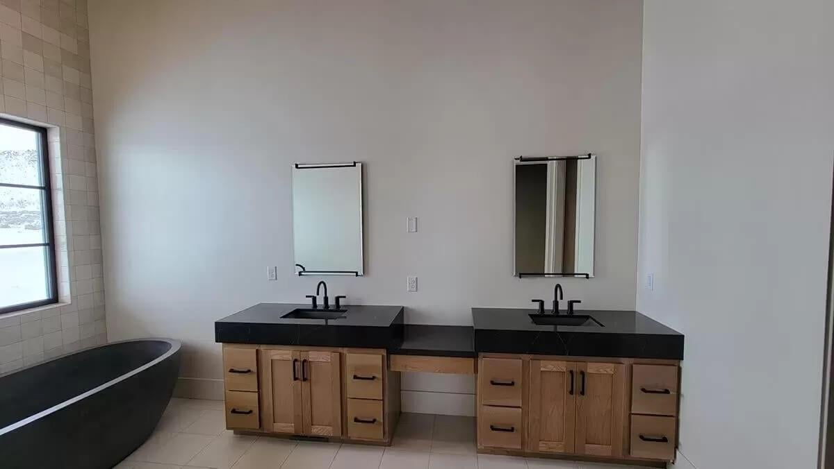 Dual Vanity Marvel with Standout Black Fixtures