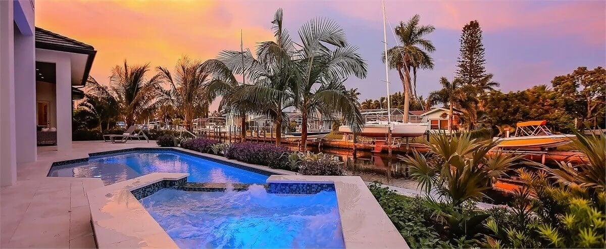 Poolside Paradise with Glowing Evening Ambiance