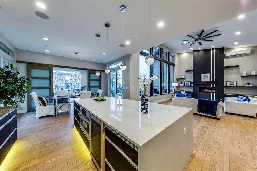Check Out This Sleek Kitchen Island With Underlighting