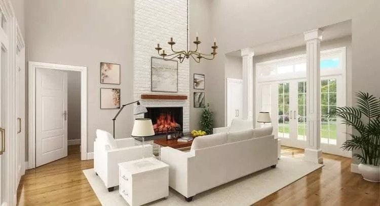 Tall Ceilings and Classic Craftsman Details Create a Cozy Living Space
