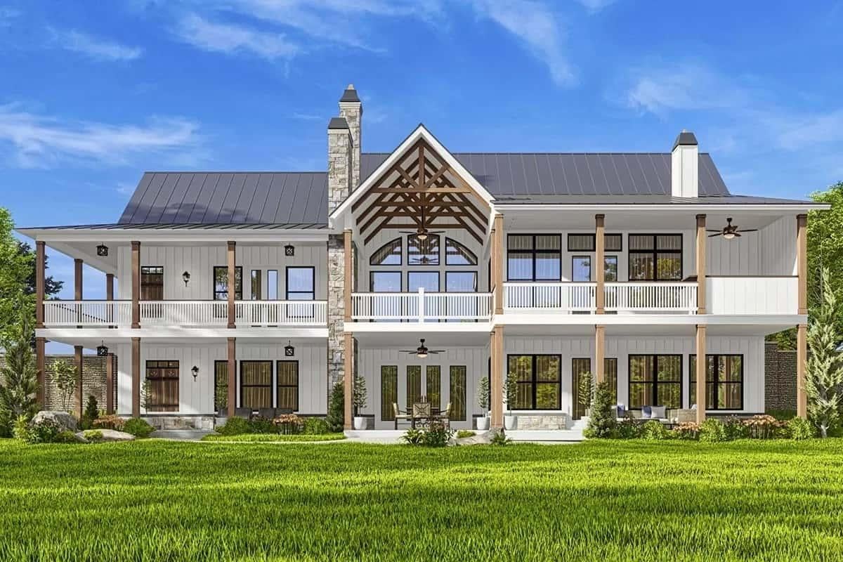 Notice the Dramatic Gable Trusses on This Farmhouse Facade