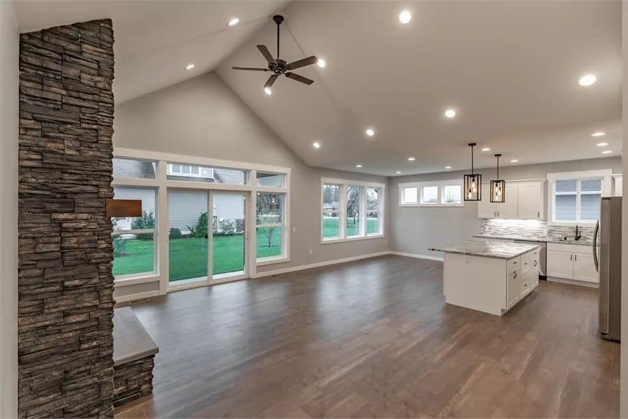 Vaulted Ceilings and Stunning Stonework in the Open Living Area