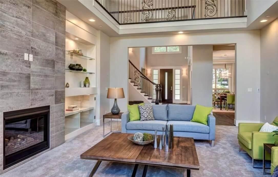 Check Out the Unique Built-in Shelving in This Contemporary Living Room