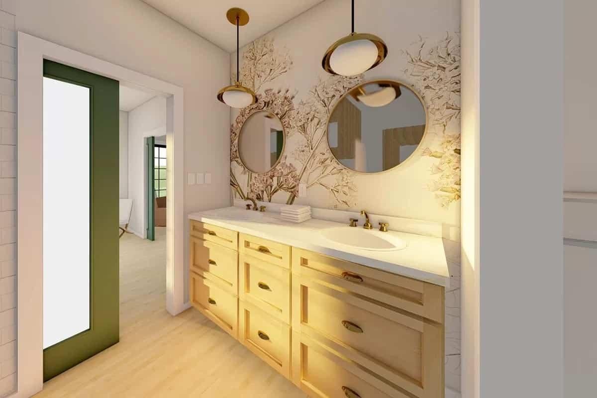 Wow, Check Out These Textured Walls and Captivating Lighting in the Bathroom