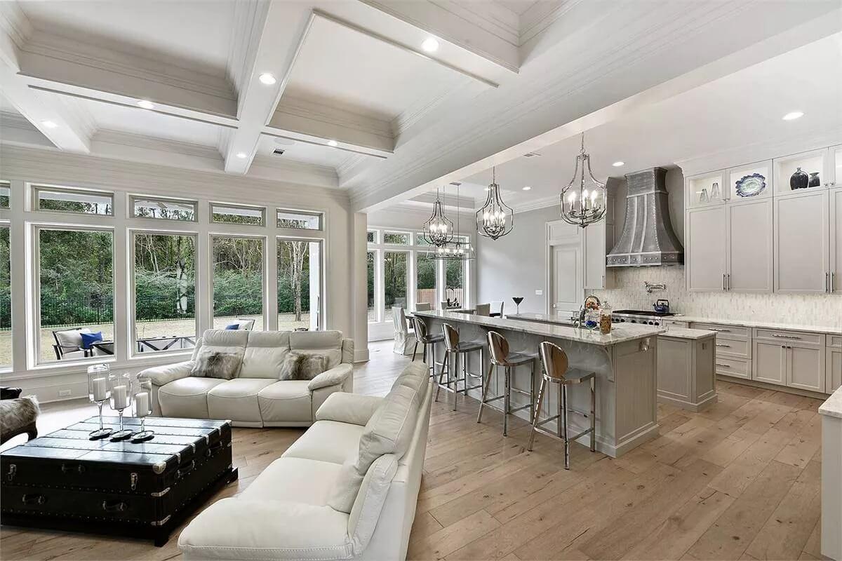 Spacious Gathering Space with a Show-Stopping Kitchen Island