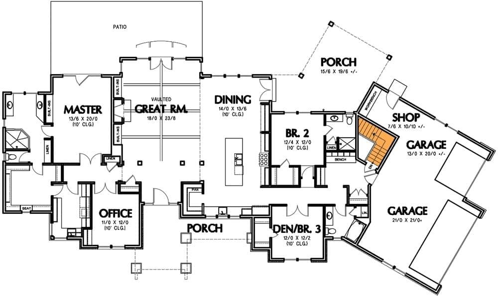 Craftsman Layout with a Vaulted Great Room Perfect for Entertaining
