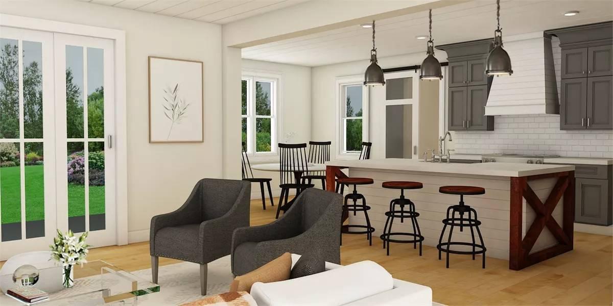Spacious Craftsman Kitchen with a Long Island and Farmhouse Touches