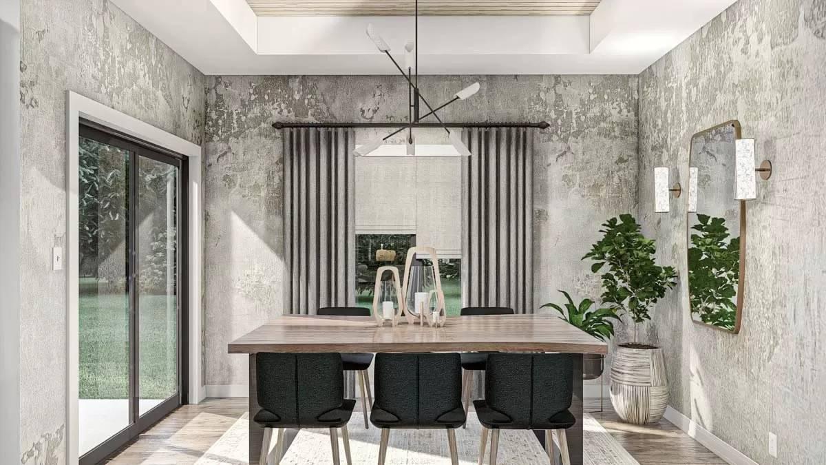 Check Out the Unique Textured Walls in This Dining Space