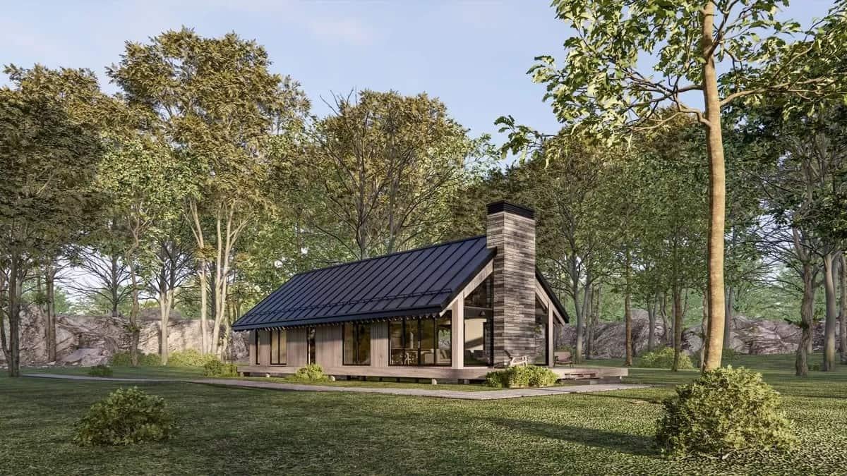 Expansive Deck and Stone Chimney Make This Cabin Blend Beautifully with Nature
