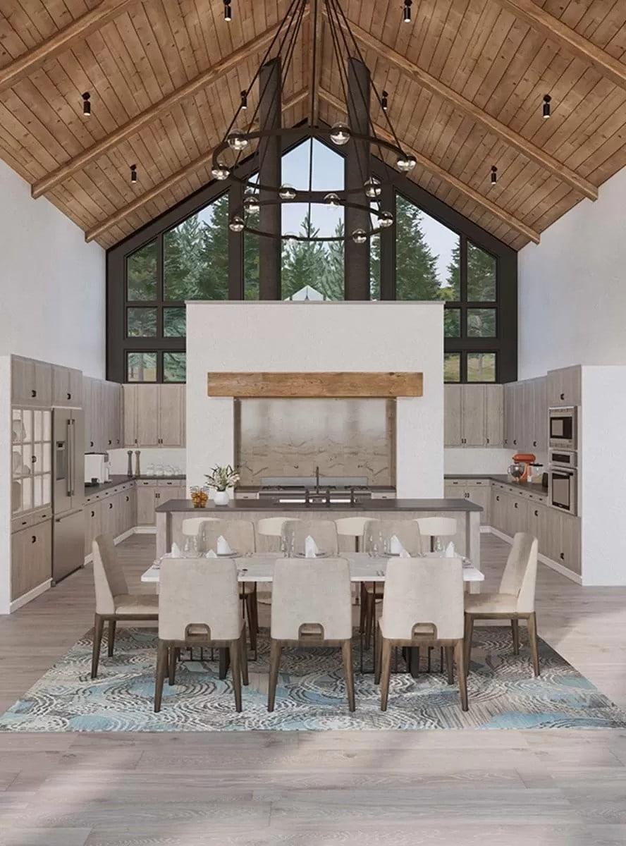 Wow, Check Out That Vaulted Ceiling in This Kitchen-Dining Combo