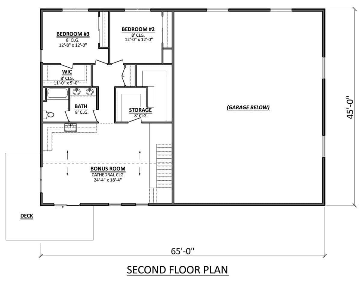 Upper Floor Highlights: Bonus Room with Cathedral Ceilings