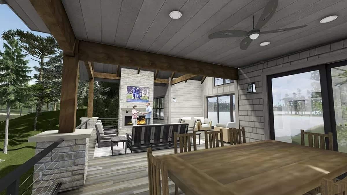Notice the Perfect Pairing of Stone and Timber on This Covered Patio