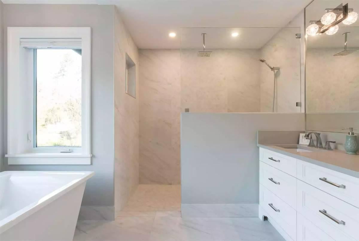 Notice the Luxurious Walk-In Shower in This Modern Bath