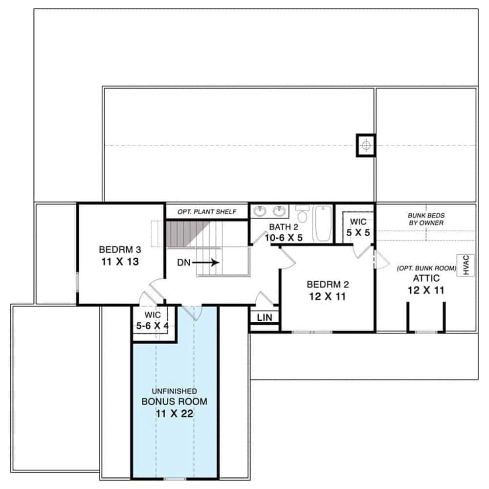 Versatile Upper Floor with Unfinished Bonus Room
