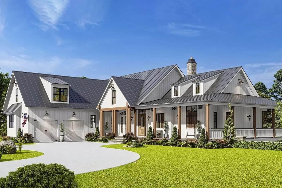 Look at Those Dormers and the Striking Metal Roof