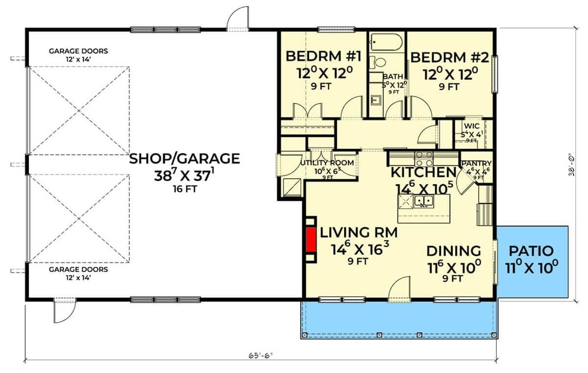 Functional Floor Plan Featuring a Spacious Shop/Garage Area