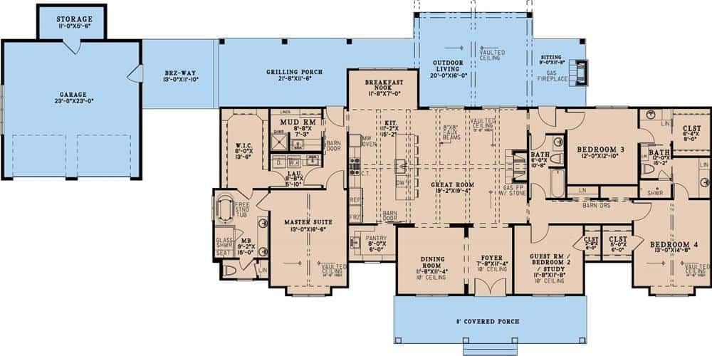 Notice the Seamless Flow in This Open-Concept Craftsman Floor Plan