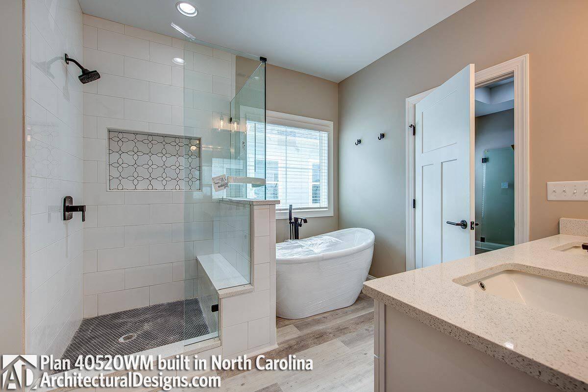 Look at That Freestanding Tub Next to the Large Glass Shower
