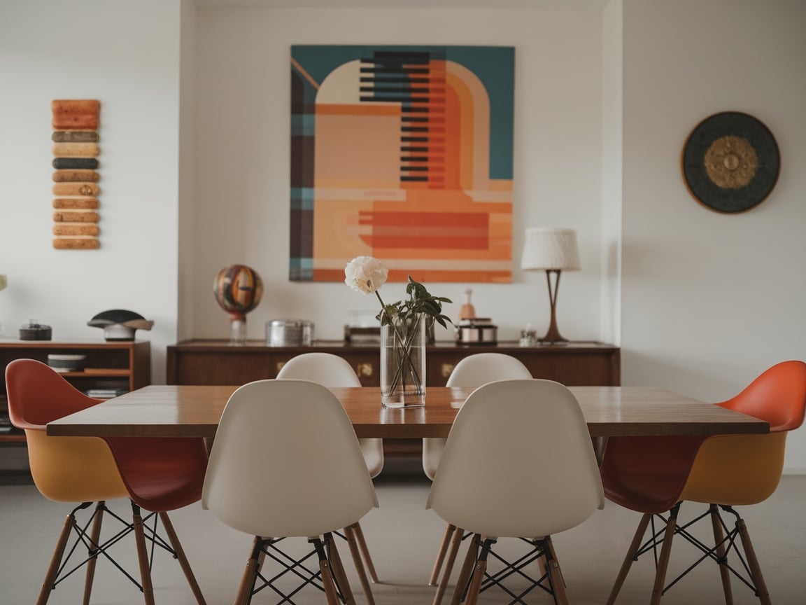 3. Mid-Century Modern Dining Room with Iconic Eames Chairs