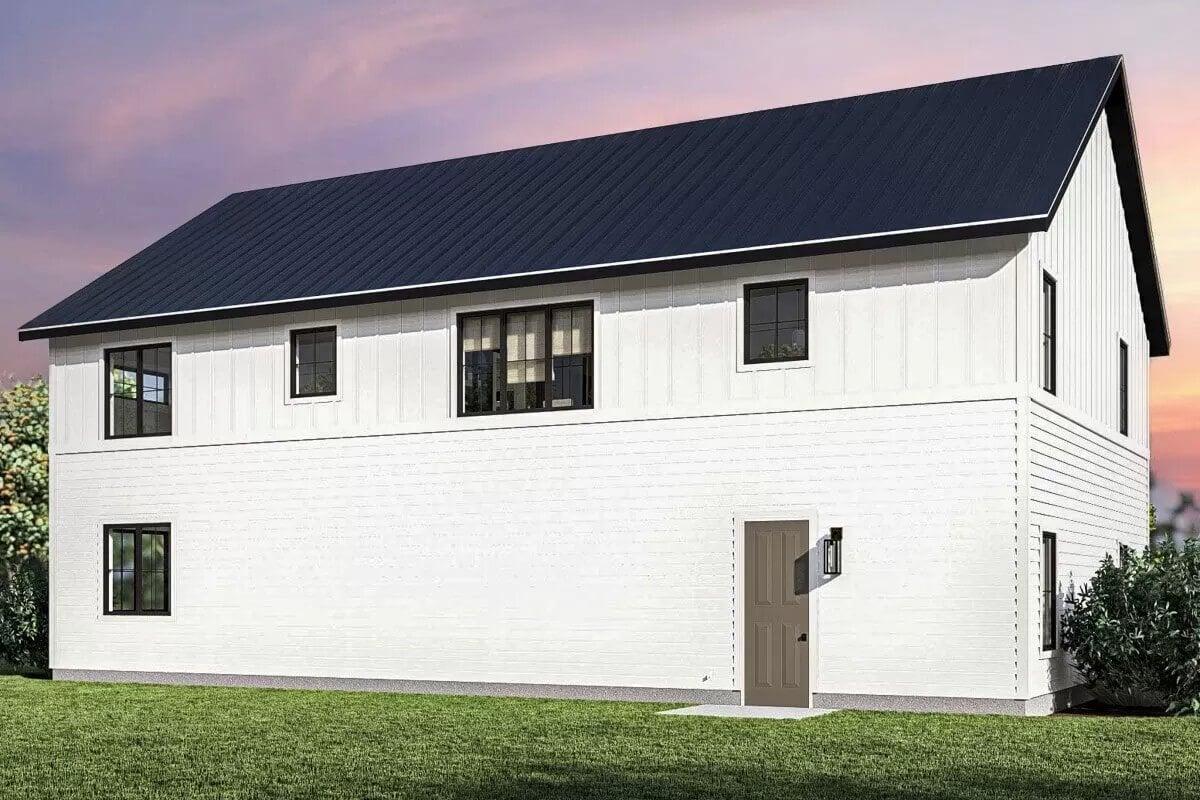 Streamlined Symmetry on the Farmhouse’s Simple Side Facade