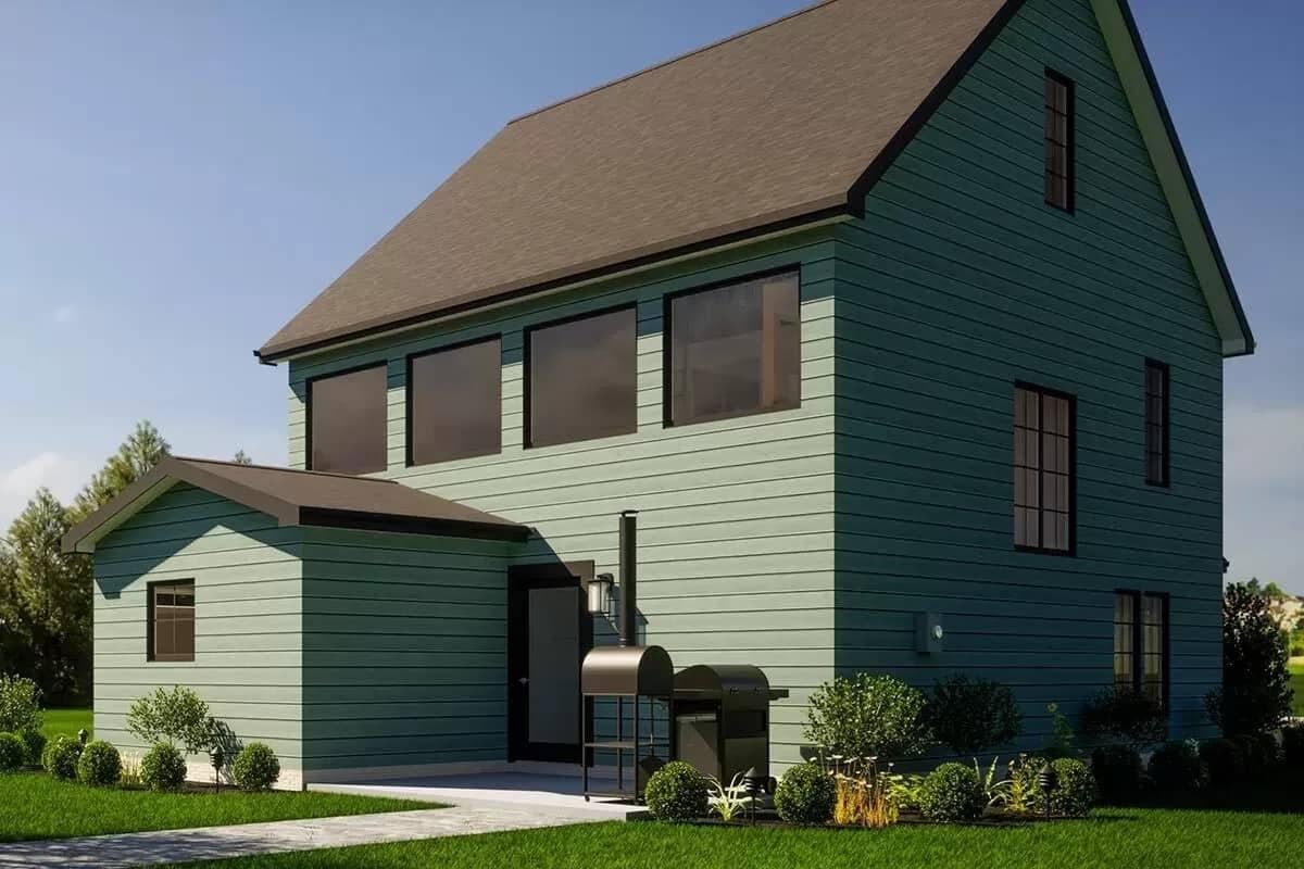 Green Siding and Classic Lines Highlight this Home