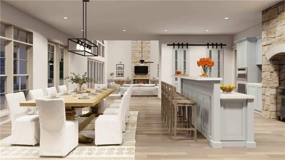 Wow, Check Out That Sleek Bar Area in This Open-Concept Craftsman Kitchen