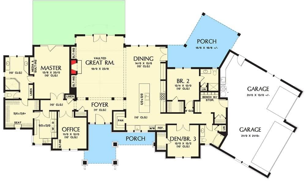 Functional Flow and Vaulted Ceilings: This Floor Plan Has It All