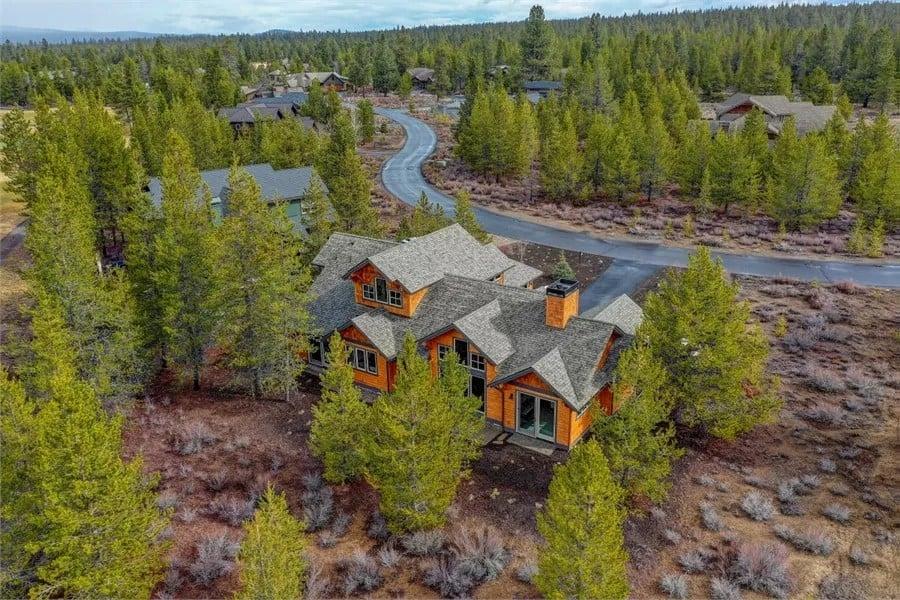Aerial View of a Craftsman Gem Nestled in the Pines
