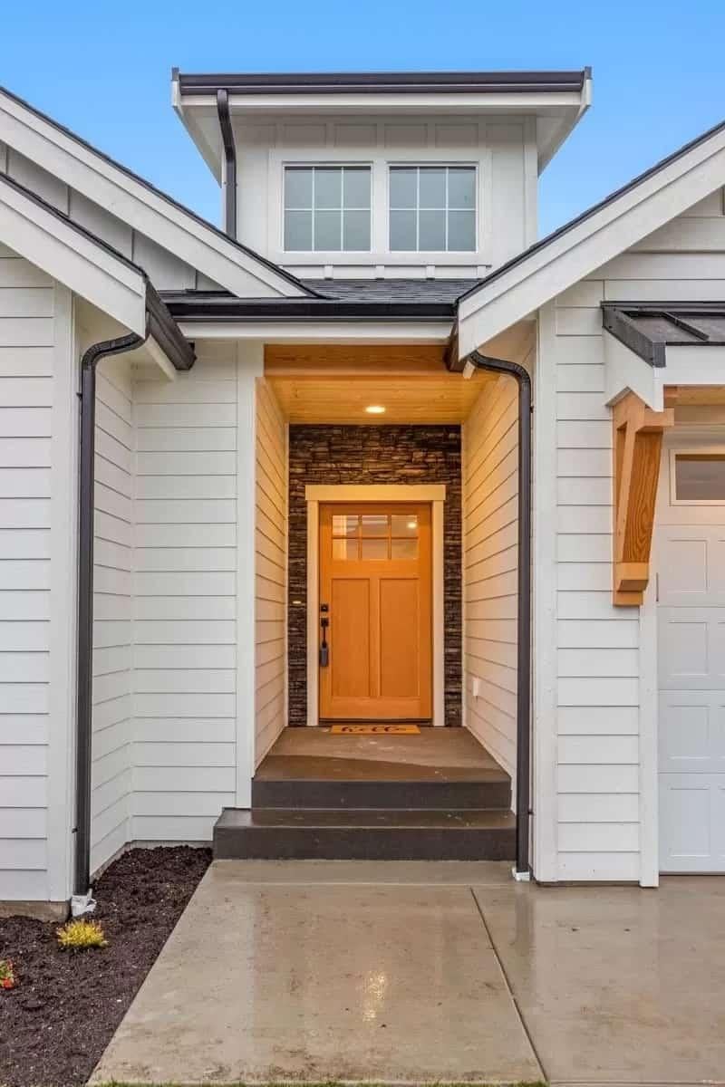 Inviting Craftsman Entryway with Stone Accents