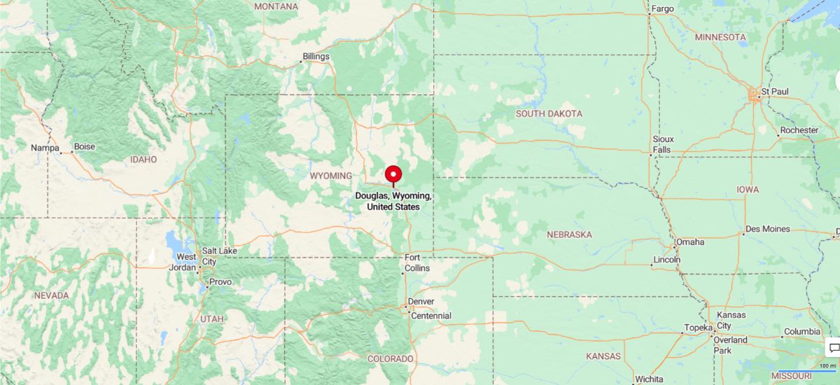 Douglas, WY, is a small city in Converse County, located in east-central Wyoming, about 50 miles east of Casper and 130 miles north of Cheyenne.
