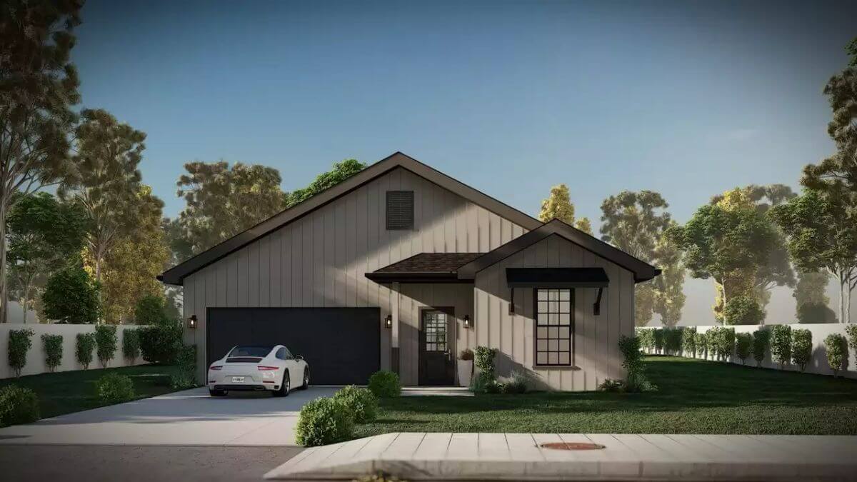 3-Bedroom Ashland Barndominium for a Narrow Lot with Open Concept Design (Floor Plan)