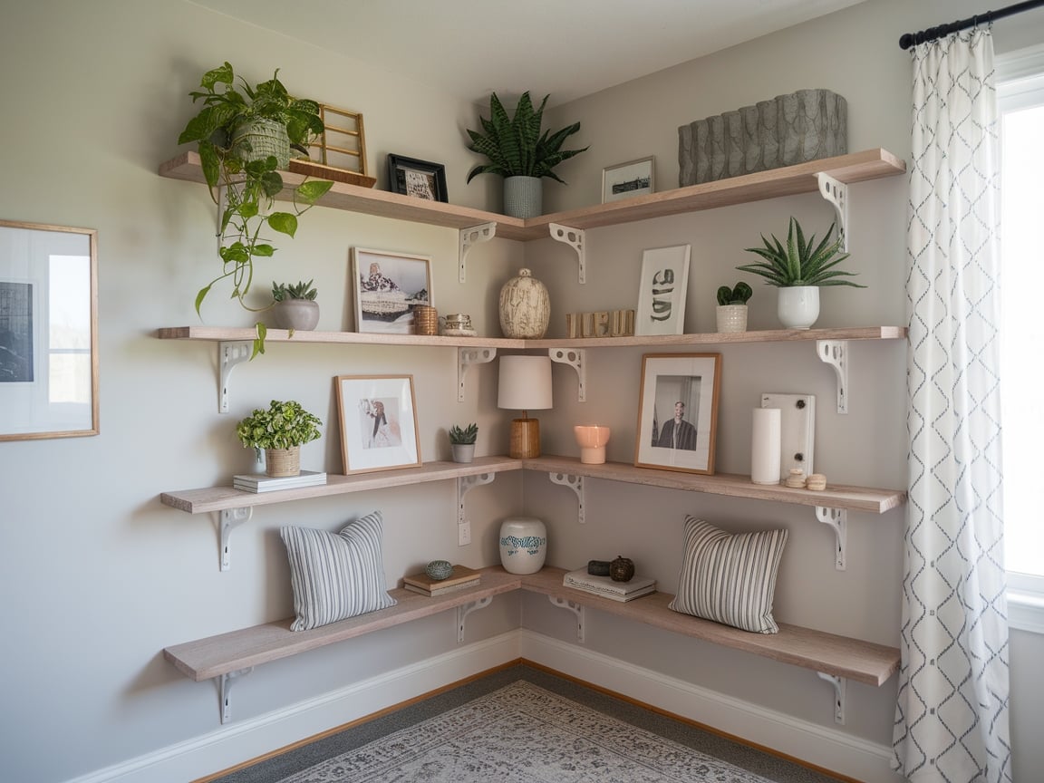 7. Corner Shelving Units Optimizing Space