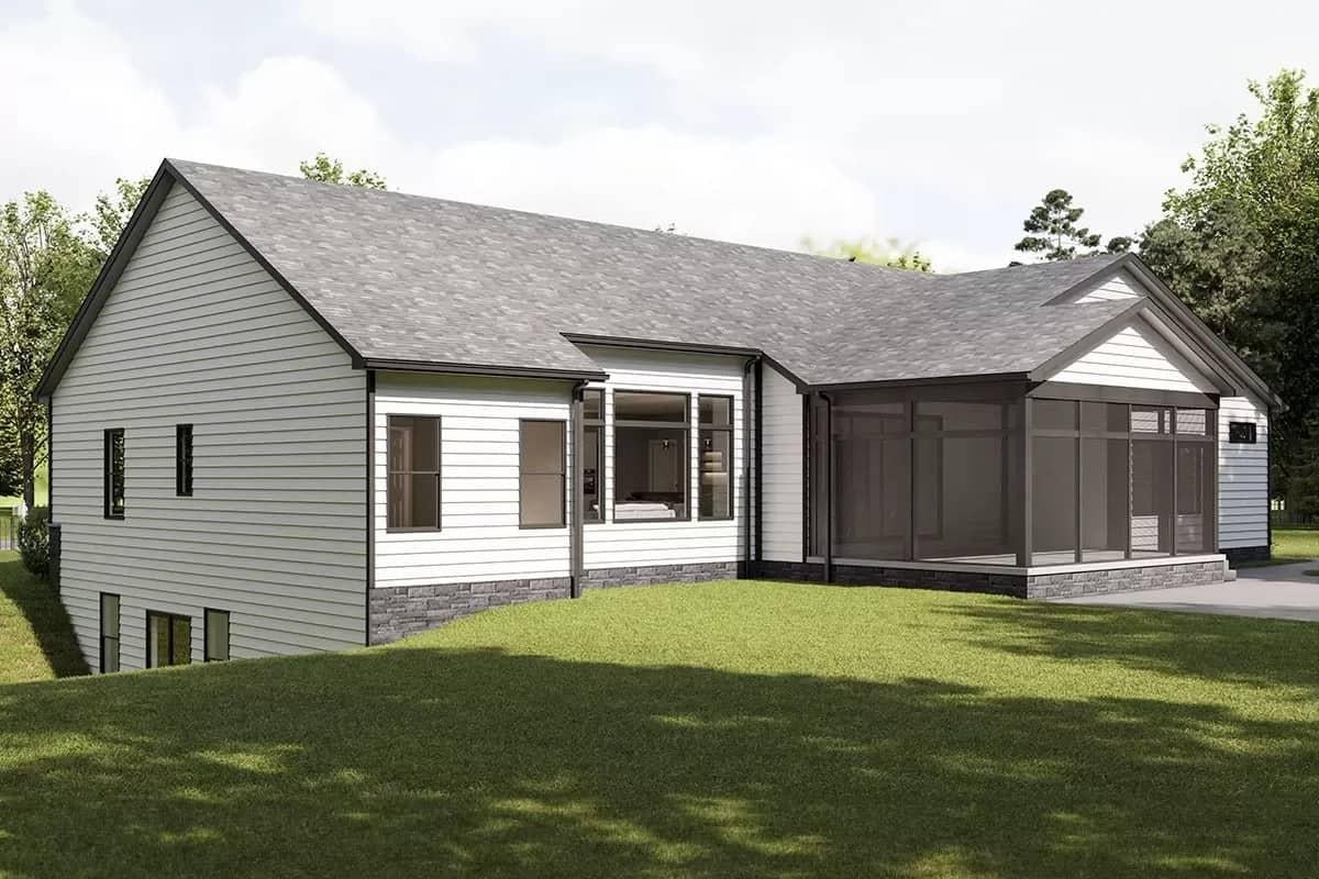 Notice the Blend of Modern Simplicity with Craftsman Roots in This Rear View
