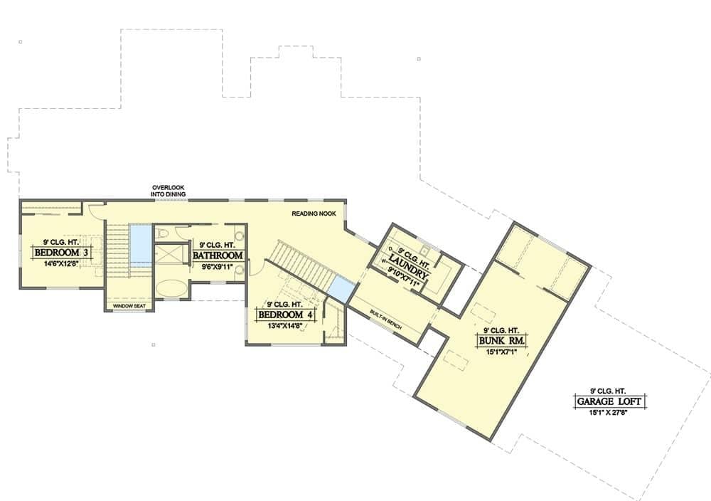 Upper Floor with Spacious Bunk Room and Reading Nook
