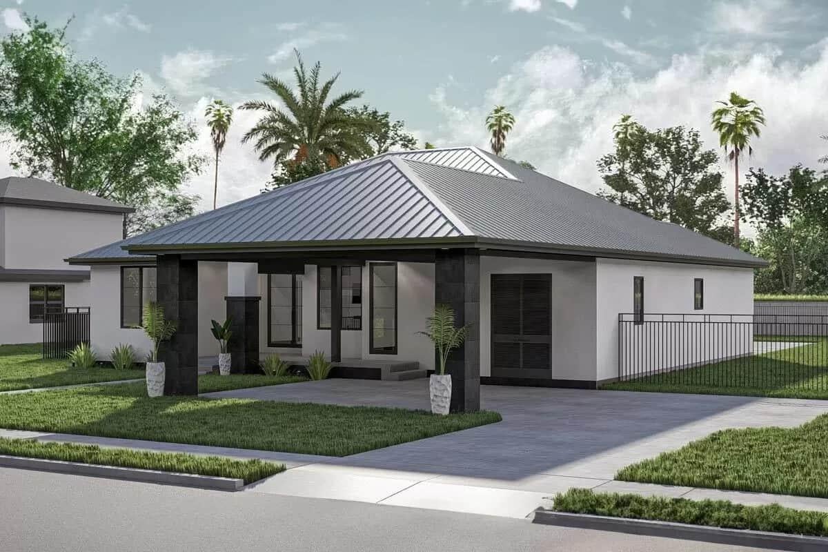 Sleek Carport Integrated with Contemporary Architecture