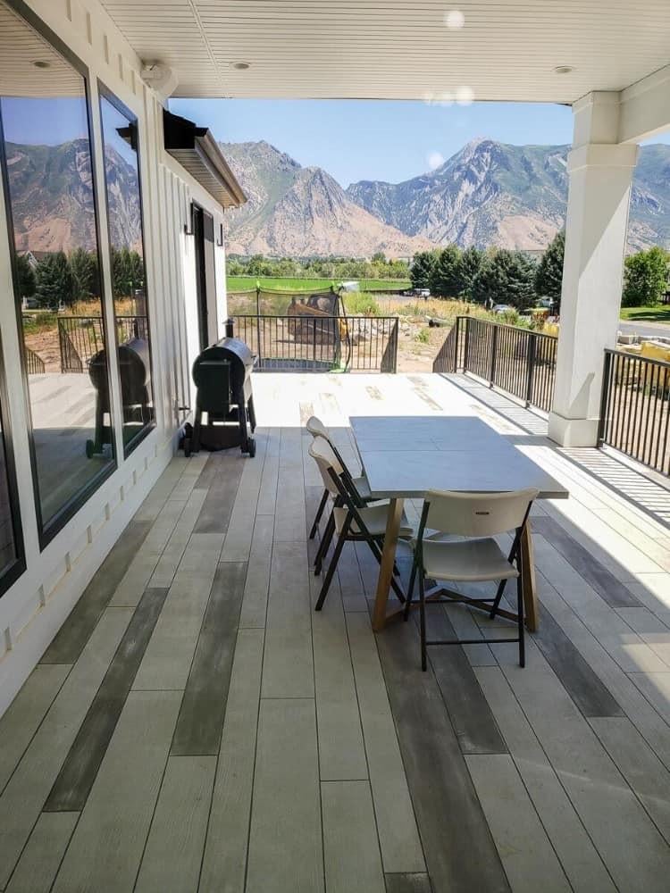 Unwind on This Deck with a View of Majestic Mountains