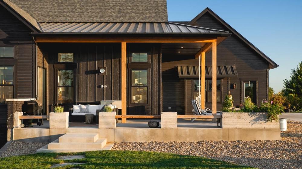 Check Out the Modern Craftsman Porch with Clean Lines and Warm Accents