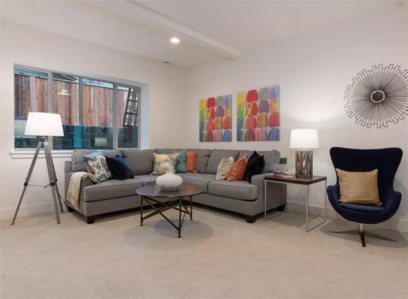 Playful Pops of Color in This Cozy Living Room Setup